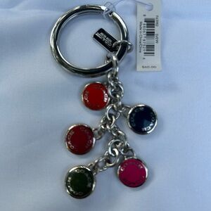 Coach Key Chain With Multicolor Enamel & Silver Buttons